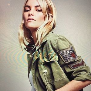 Free People Military Jacket With Beading